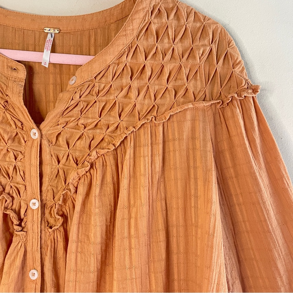 ❌FREE PEOPLE Marigold Cotton Button Down Oversized Top, SM (fits up to XL) - Picture 5 of 13